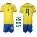 Tanie Strój piłkarski Brazylia Richarlison #9 Koszulka Podstawowej dla dziecięce MŚ 2022 Krótkie Rękawy (+ szorty)